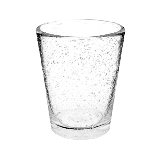 Bicchiere blu in vetro a bolle